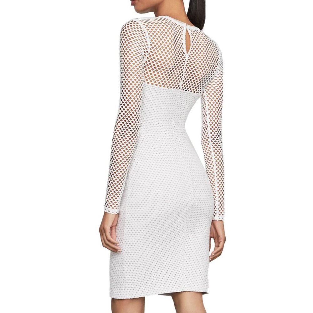 NWT BCBGMAXAZRIA Jaylynn Mesh Patchwork Sexy Dress Sz M | White - Picture 4 of 5